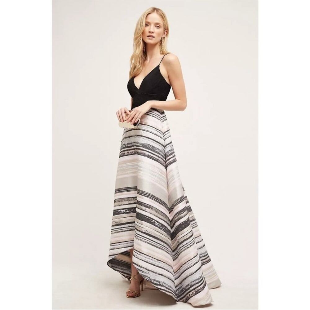 Badgley Mischka Neutral Stripe Gown